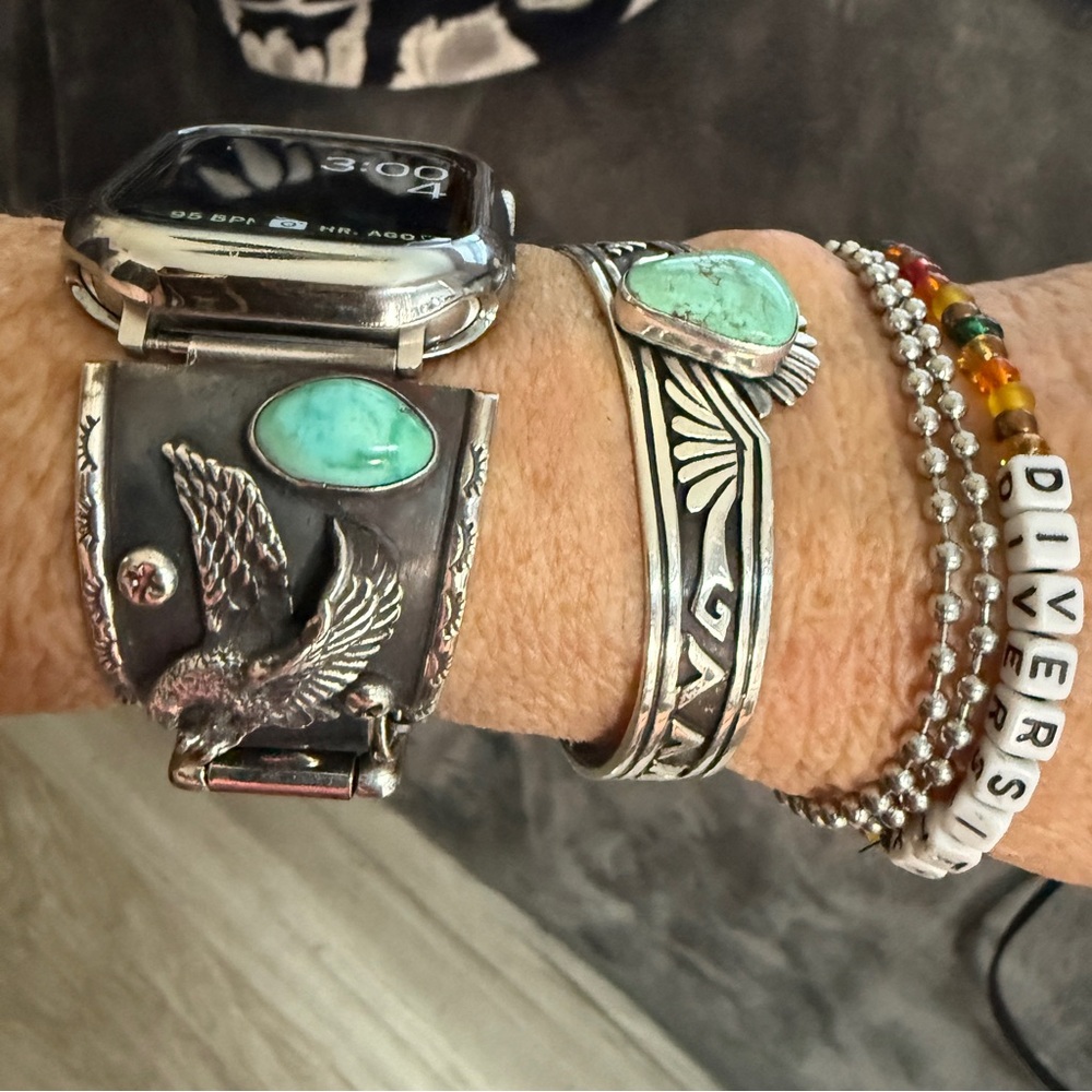 APPLE WATCHBAND/Native American Vintage/SS/turquoise Eagle